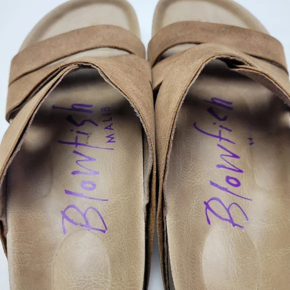 Blowfish | Malibu Flatform Platform Strappy Beige Slip On Sandals 7 - Picture 9 of 11